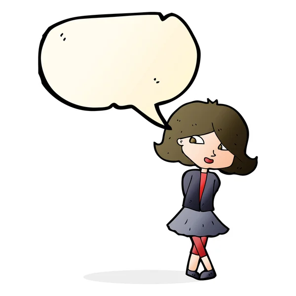 Cartoon happy girl with speech bubble — Stock Vector