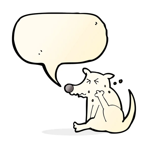 Cartoon dog scratching with speech bubble — Stock Vector