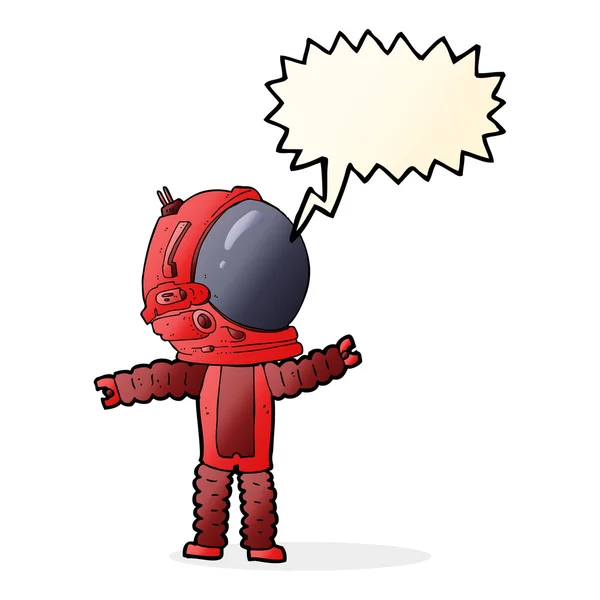 Cartoon astronaut with speech bubble — Stock Vector