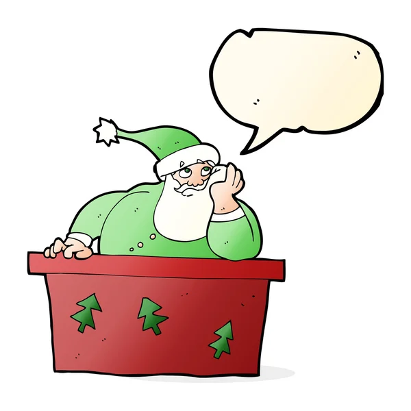 Мультяшний нудний Санта Клаус з мовною бульбашкою — стоковий вектор