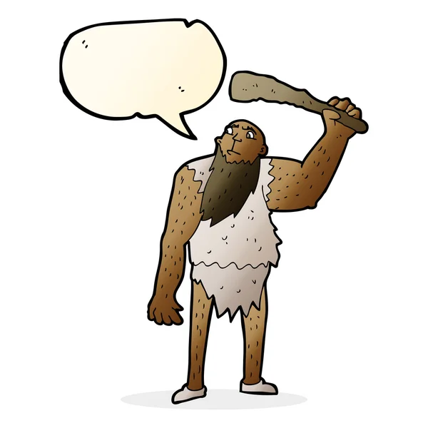 Desenho animado neandertal com bolha de fala — Vetor de Stock