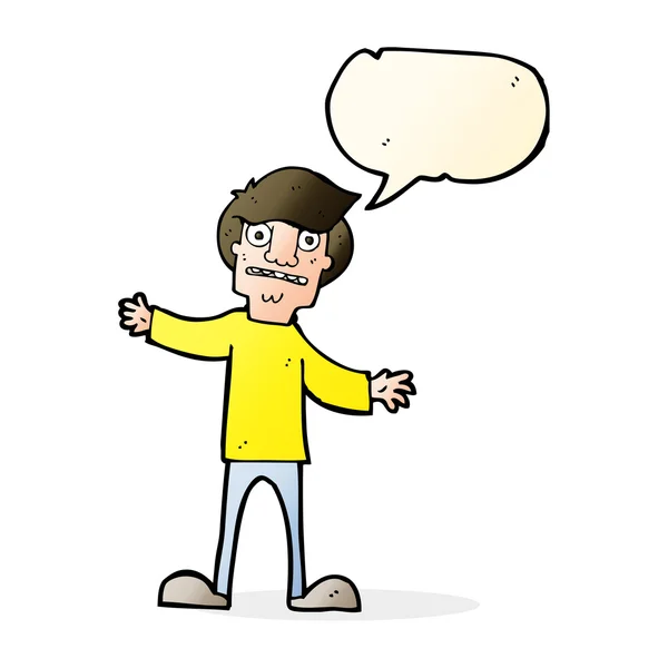 Cartoon surprised man with speech bubble — Stock Vector