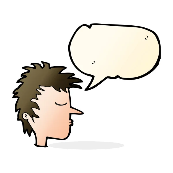 Karikatür konuşma balonu ile erkek yüz — Stok Vektör
