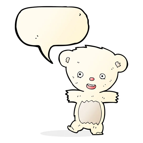 Cartoon teddy polar bear cub with speech bubble — Stock Vector