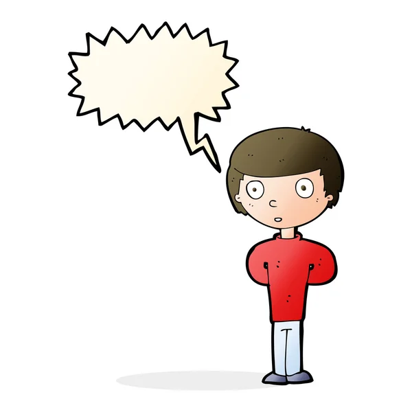 Cartoon worried man with speech bubble — Stock Vector