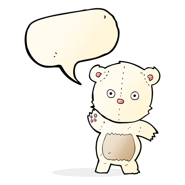 Lindo oso polar de dibujos animados con burbuja de habla — Vector de stock