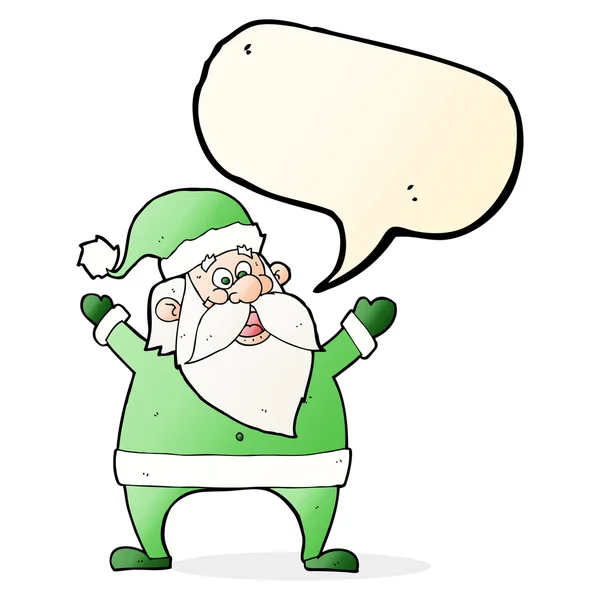 Alegre santa cartoon com fala bolha — Vetor de Stock