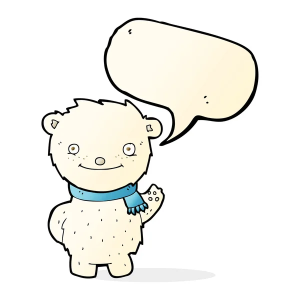 Dessin animé ours polaire mignon avec bulle de parole — Image vectorielle