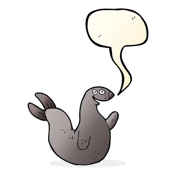 Мультяшный счастливый тюлень с пузырьком речи — стоковый вектор