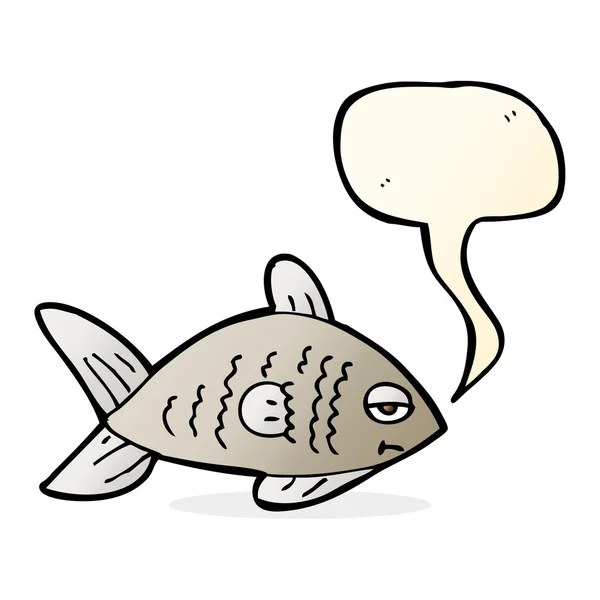 Dibujos animados peces divertidos con burbuja del habla — Vector de stock