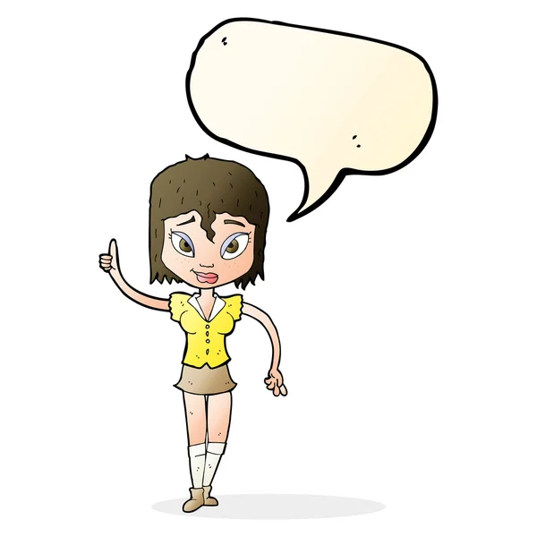 Cartoon mulher fazendo ponto com bolha de fala —  Vetores de Stock