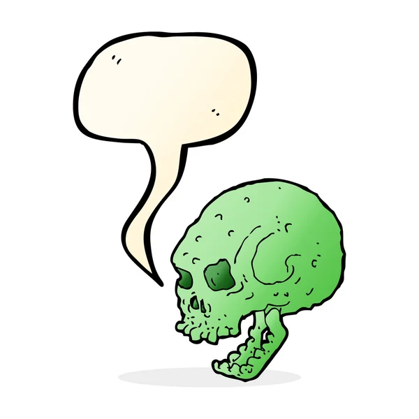 Calavera espeluznante de dibujos animados con burbuja del habla — Vector de stock