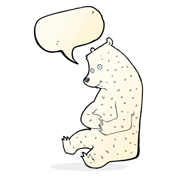 Dibujos animados oso polar feliz con burbuja de habla — Vector de stock