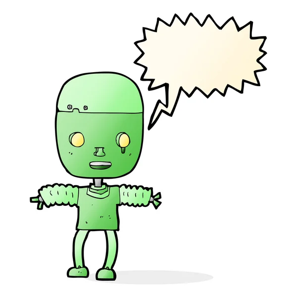 Cartoon robot with speech bubble — Stock Vector