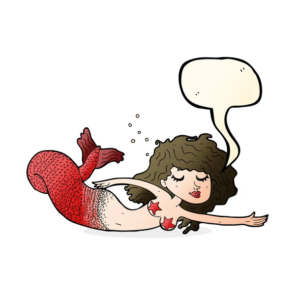 Karikatur Meerjungfrau mit Sprechblase — Stockvektor