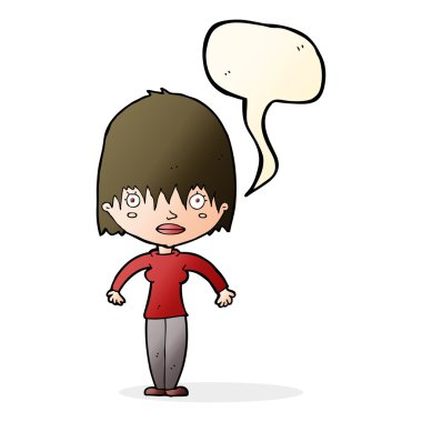 çizgi film kadın konuşma balonu ile bakıyor