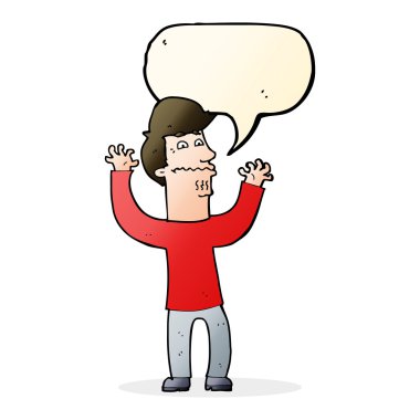 çizgi filmdeki sinirli adam konuşma baloncuğu ile