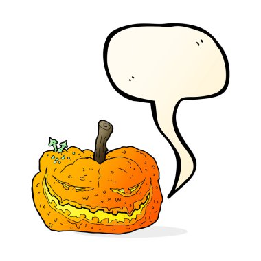 Konuşma baloncuklu Cadılar Bayramı balkabağı çizgi filmi