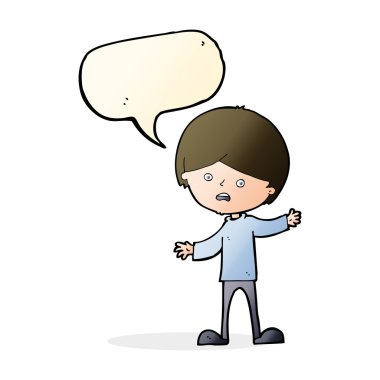 Konuşma balonu olan mutsuz çocuk çizgi filmi.