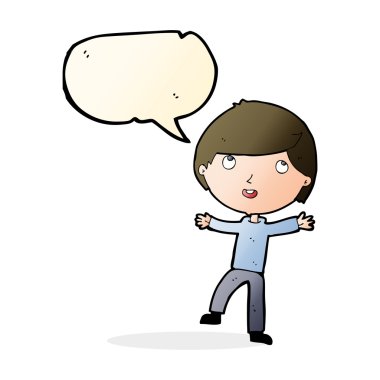 çizgi film mutlu çocuk konuşma balonu ile