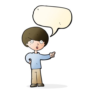 Konuşma baloncuğu olan çizgi film çocuğu