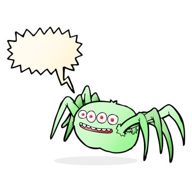 Konuşma baloncuklu ürkünç örümcek.