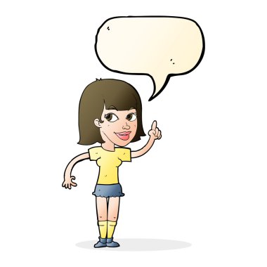 Konuşma baloncuğu fikri olan güzel bir kız.