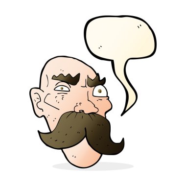 karikatür kızgın yaşlı adam konuşma baloncuğu ile
