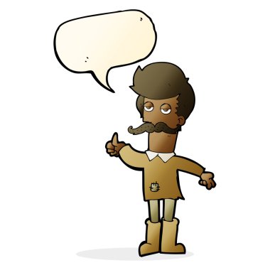 karikatür konuşma balonu ile zavallı giysili yaşlı adam