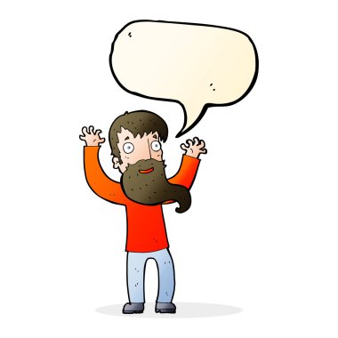 çizgi film heyecanlı sakallı adam konuşma baloncuğu ile