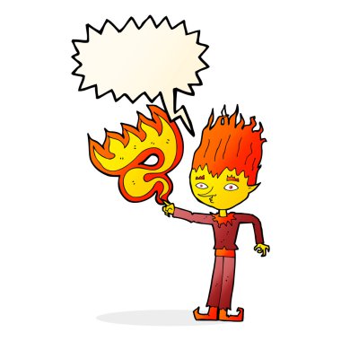 ateş ruhu karikatür konuşma balonu ile