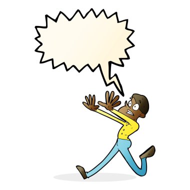 Çizgi film adamı konuşma balonuyla kaçıyor.