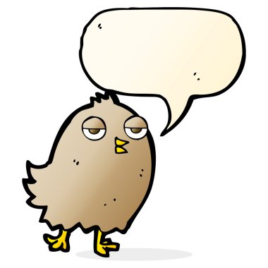 Konuşma baloncuklu komik çizgi film kuşu