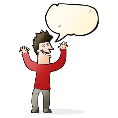 çizgi film heyecanlı adam konuşma baloncuğu ile