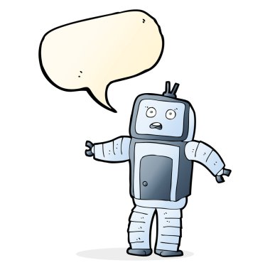 Konuşma baloncuklu komik robot.