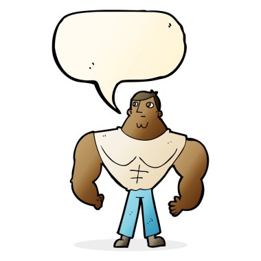 Konuşma baloncuklu karikatür vücut geliştirici