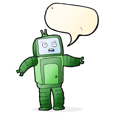 Konuşma baloncuklu komik robot.