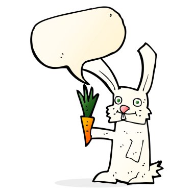 karikatür tavşan havuç ile konuşma balonu ile