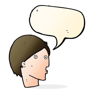 Konuşma baloncuğuyla şaşırmış çizgi film