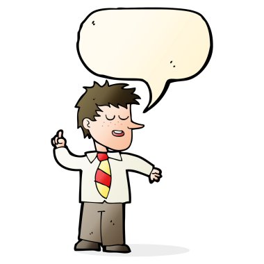 Konuşma baloncuğuyla iyi bir fikri olan çizgi film adamı.