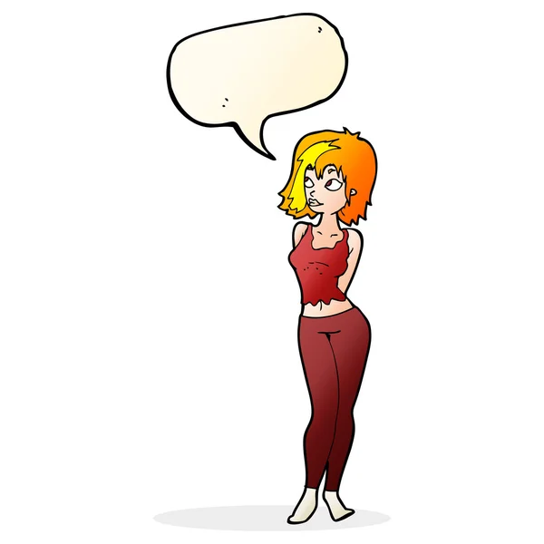 Cartoon aantrekkelijk meisje met spraakbel — Stockvector