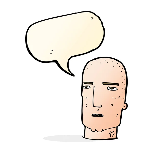 Dibujos animados calvo duro chico con el habla burbuja — Archivo Imágenes Vectoriales