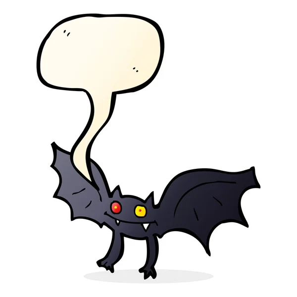 Morcego vampiro dos desenhos animados com bolha de fala —  Vetores de Stock