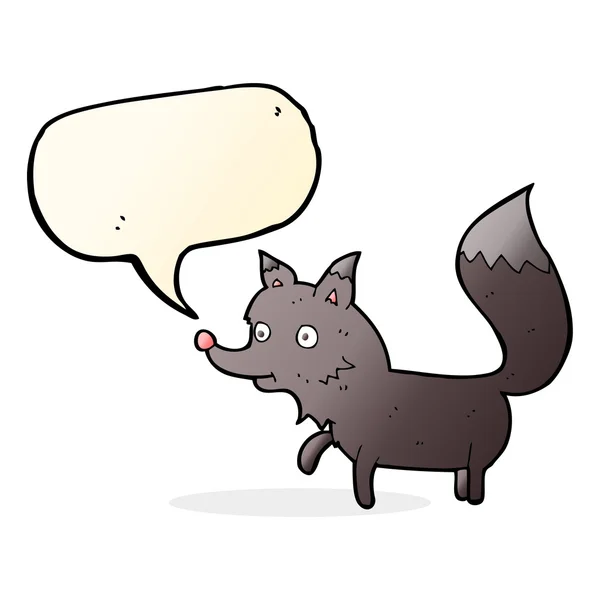 Cucciolo di lupo dei cartoni animati con bolla discorso — Vettoriale Stock