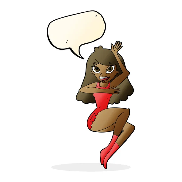 Karikatur einer Frau in Dessous mit Sprechblase — Stockvektor