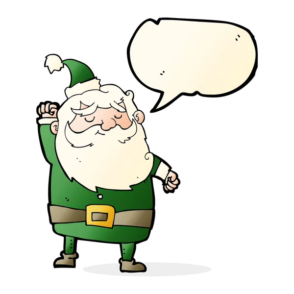 Dessin animé père Noël claus poinçonnage air avec bulle de parole — Image vectorielle