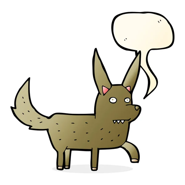 Cartone animato cane selvaggio con bolla discorso — Vettoriale Stock