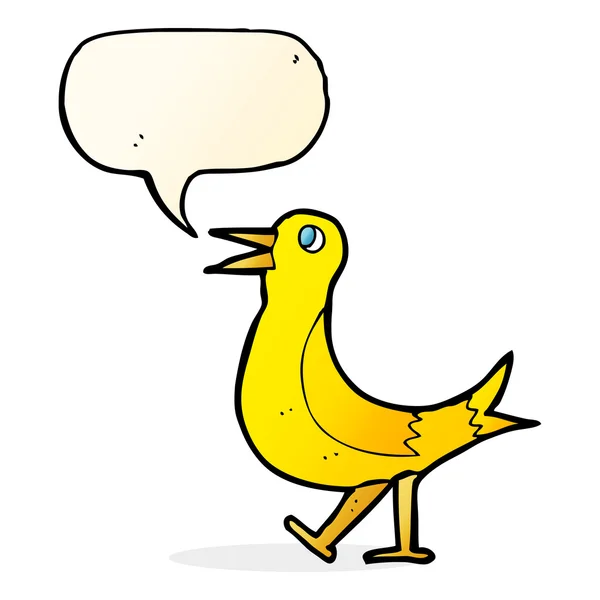 Dibujos animados caminando pájaro con burbuja del habla — Vector de stock
