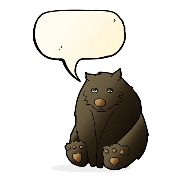 Cartoon ongelukkig zwarte beer met tekstballon — Stockvector