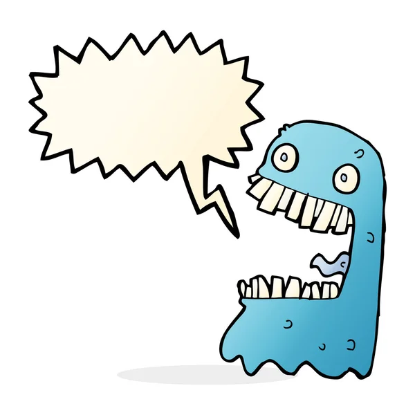 Cartoon gross ghost with speech bubble — Stock Vector